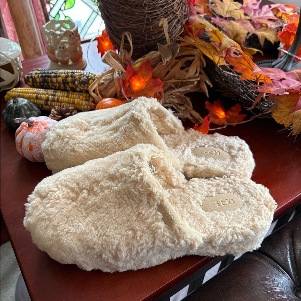 UGG Tan Fuzzy Slippers